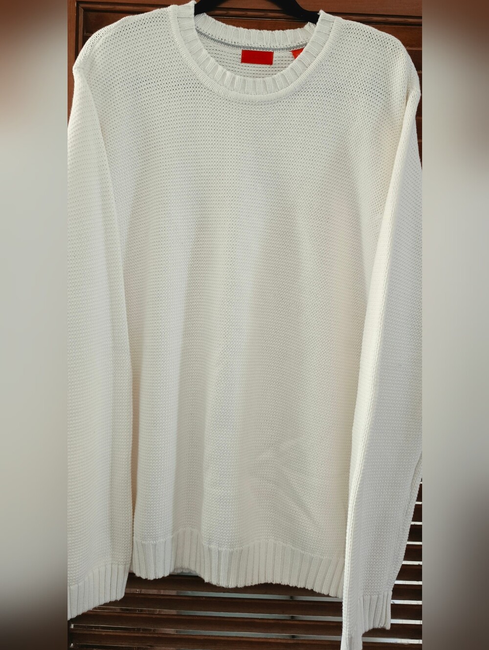 New Men's IZOD Crewneck Knit Sweater Pullover - White Cotton XL
